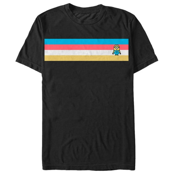 Men's Despicable Me Minion Retro Stripe  Graphic Tee Black 4X Large