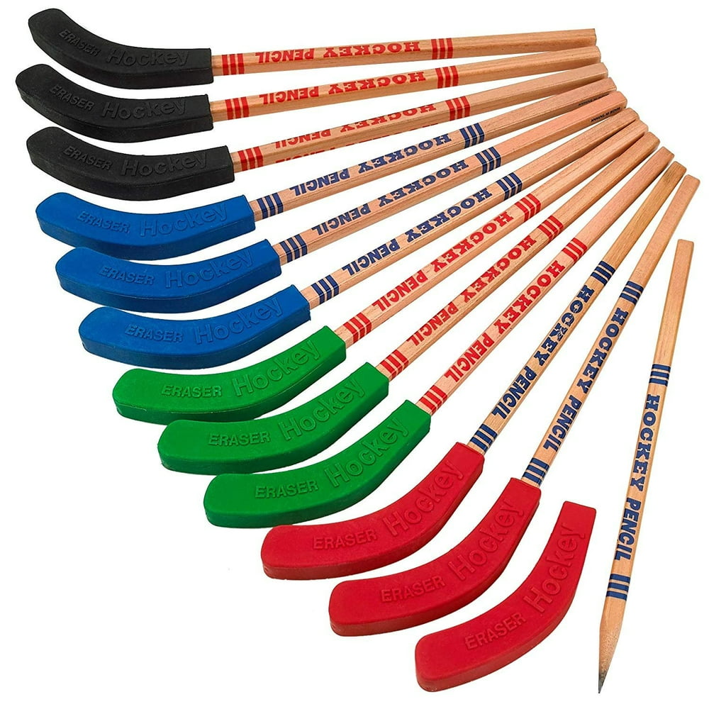 Kicko HOCKEY PENCILS 9" SPORTS PENCIL 12 Pack Assorted Hockey