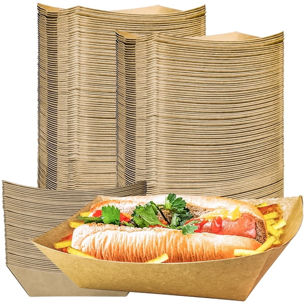 Bandejas de comida MotBach, papel kraft, 3 libras, 100 unidades, desechables