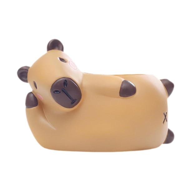 Maceta pequeña de capibara para decoración de escritorio, centro de mesa multiusos, adorable flor Acostado de lado