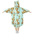 thumbnail image 2 of Dailycode Wearable Blanket Hoodie Oversized Sherpa Flannel Blankets with Pocket for 3-14 Year Old Cute Giraffe and Daisy, 2 of 7