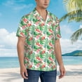 thumbnail image 2 of KLL Men's Hawaiian Shirt Short Sleeve Button Down Beach Shirts-Flamingo And Monstera, 2 of 5