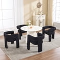 thumbnail image 4 of Guyou Modern Boucle Dining Chair Set of 4, Sherpa Upholstered Barrel Chair, Comfy Armchair with Open Backrest, Vanity Side Chair Accent Chair for Living Room Bedroom Dining Room, Black, 4 of 11