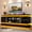 Marble Black, variant on ChVans 71" LED TV Stand for TVs up to 85" with Power Outlets, Marble High Gloss Surface, 2 Storage Cabinet, Modern Style, TV Media Console with Storage, Marble Black