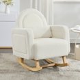 thumbnail image 6 of Bellemave Nursery Rocking Chair, Wingback Glider Rocker with Pillow, Modern Leisure Single Sofa for Living Room, Hotel, Bedroom Baby Room（Curved +Cream White）, 6 of 8
