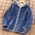 thumbnail image 2 of Penkiiy Unisex Boys Girls Sherpa Fleece Lined Hoodie Zip Up Jacket Kids Winter Warm Outwear Sweatshirts 5 Years Dark Blue, 2 of 6