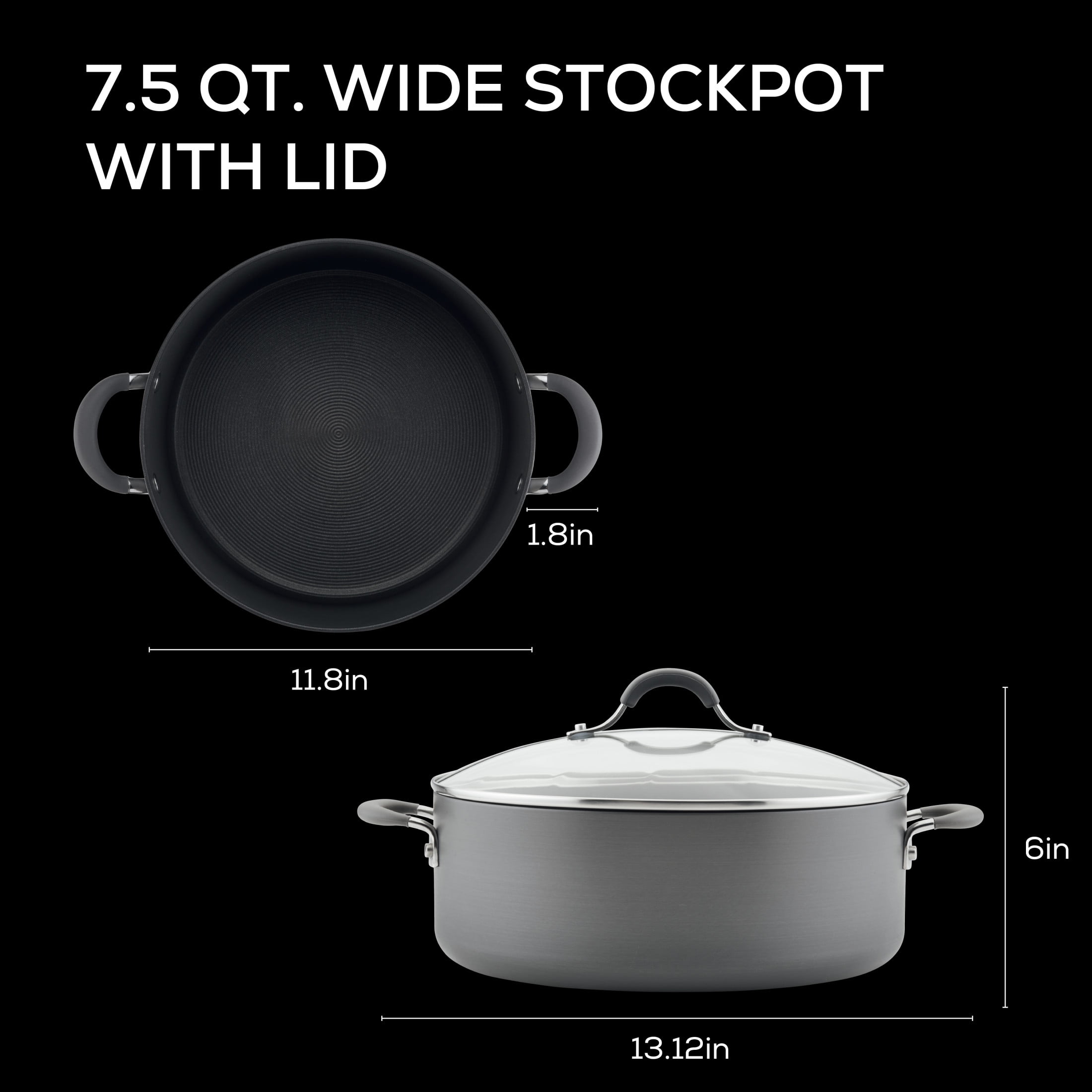 Circulon Radiance 7.5-Quart Hard-Anodized Nonstick Wide Stockpot