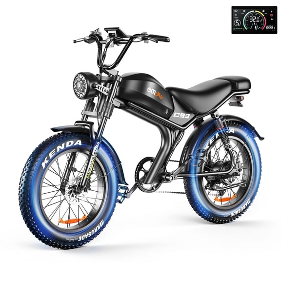 Electric Bike for Adults, Peak 1000W Ebike, Up to 25KM/H & 50-80 KM Long Range, 48V 20Ah Removable Battery，20''*4'' Fat Tire Mountain Electric Bicycle, 7-Speed with Full Suspension