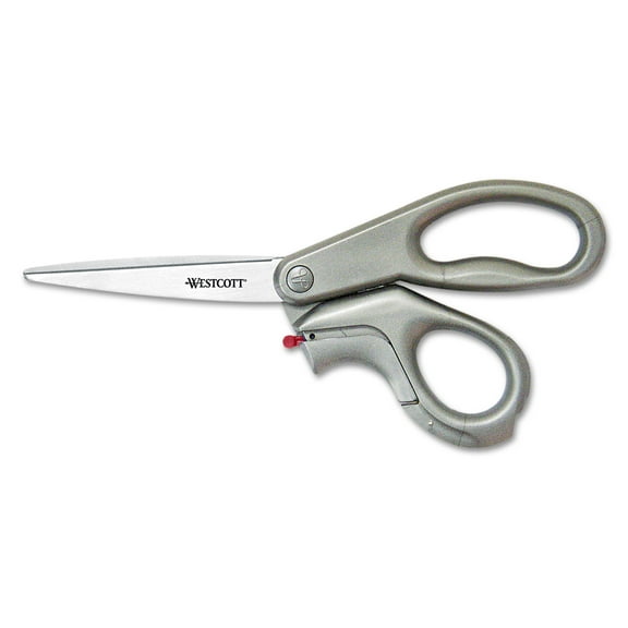 Acme E-Z Open Box Opener Stainless Steel Scissors, 8" Long, 3.25" Cut Length, Gray Offset Handle