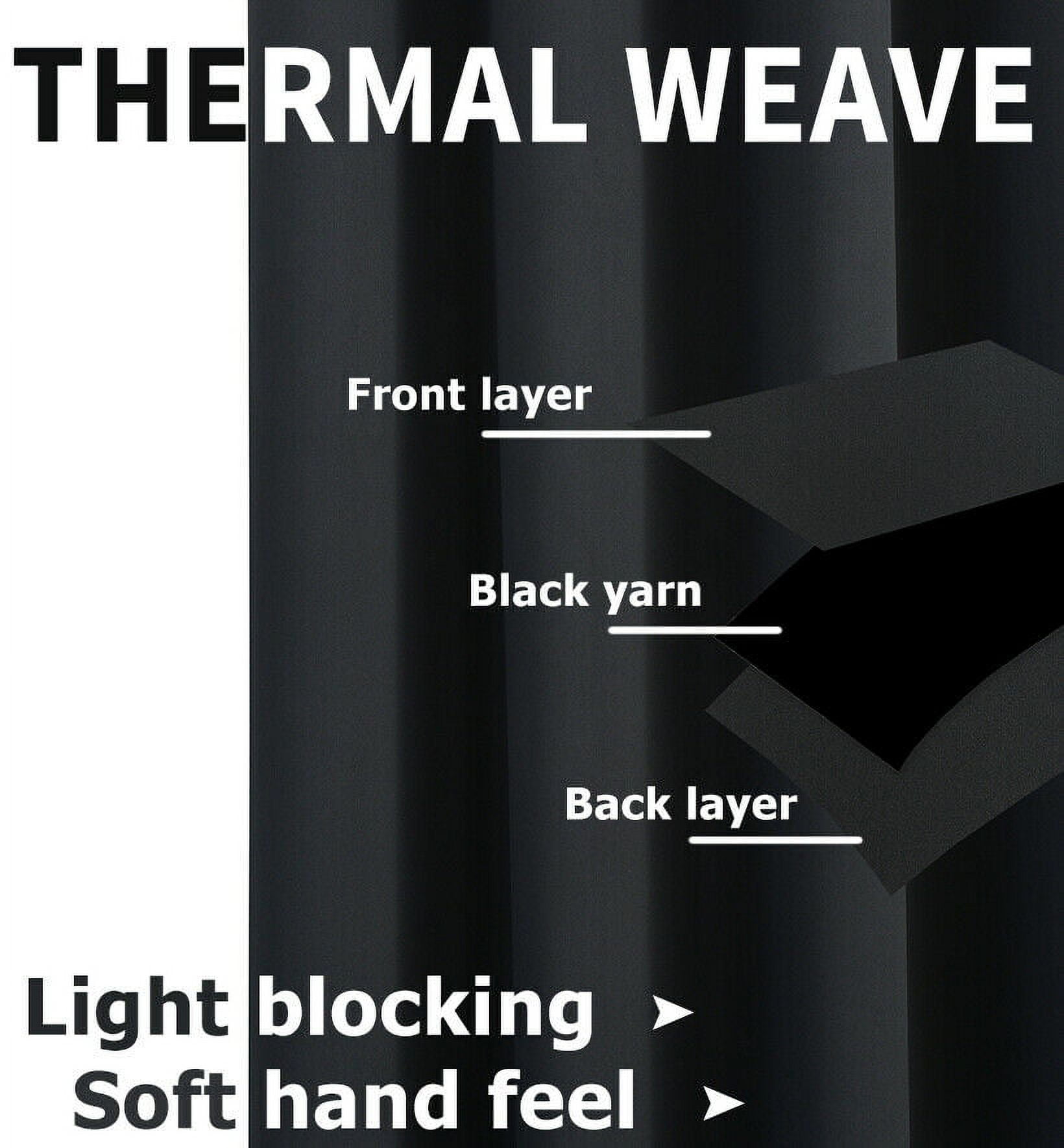 2 Pack: Solid Colored 100% Energy Saving Hotel Max Blackout Thermal Curtain Panels - Black, 84 in. Long