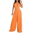 thumbnail image 2 of Kiplyki Trendy Pants for Women Cold Shoulder Jumpsuit Suspender Jumpsuits Wide Leg Pant, 2 of 7