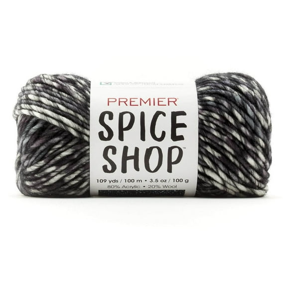 Premier Yarns Spice Shop, Super Bulky Yarn for Crocheting and Knitting, Made of 80% Acrylic and 20% Wool, Soft Yarn, Salt and Pepper