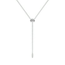 Lab Grown Diamond Lariat Pendant Necklace For Women | 1 Carat IGI Certified Oval Shape FG-VS |18K White Gold Chain | Vanna Lariat Necklace FRIENDLY DIAMONDS