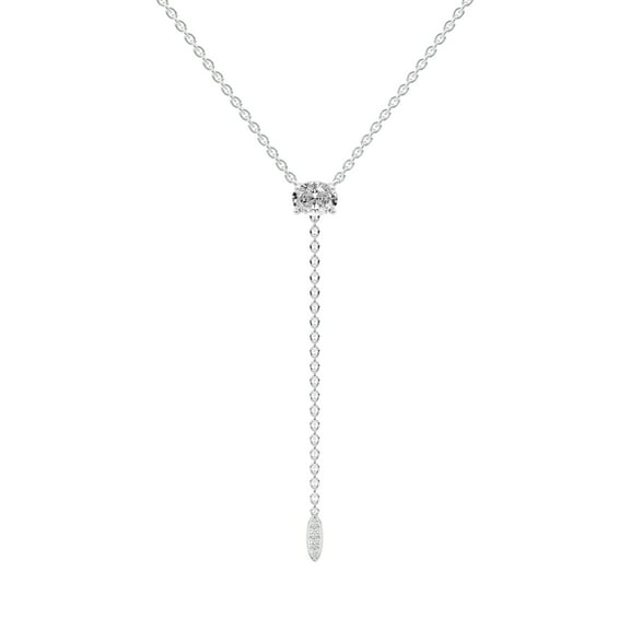 Lab Grown Diamond Lariat Pendant Necklace For Women | 1 Carat IGI Certified Oval Shape FG VS | 14K White Gold |Vanna Lariat Pendant FRIENDLY DIAMONDS