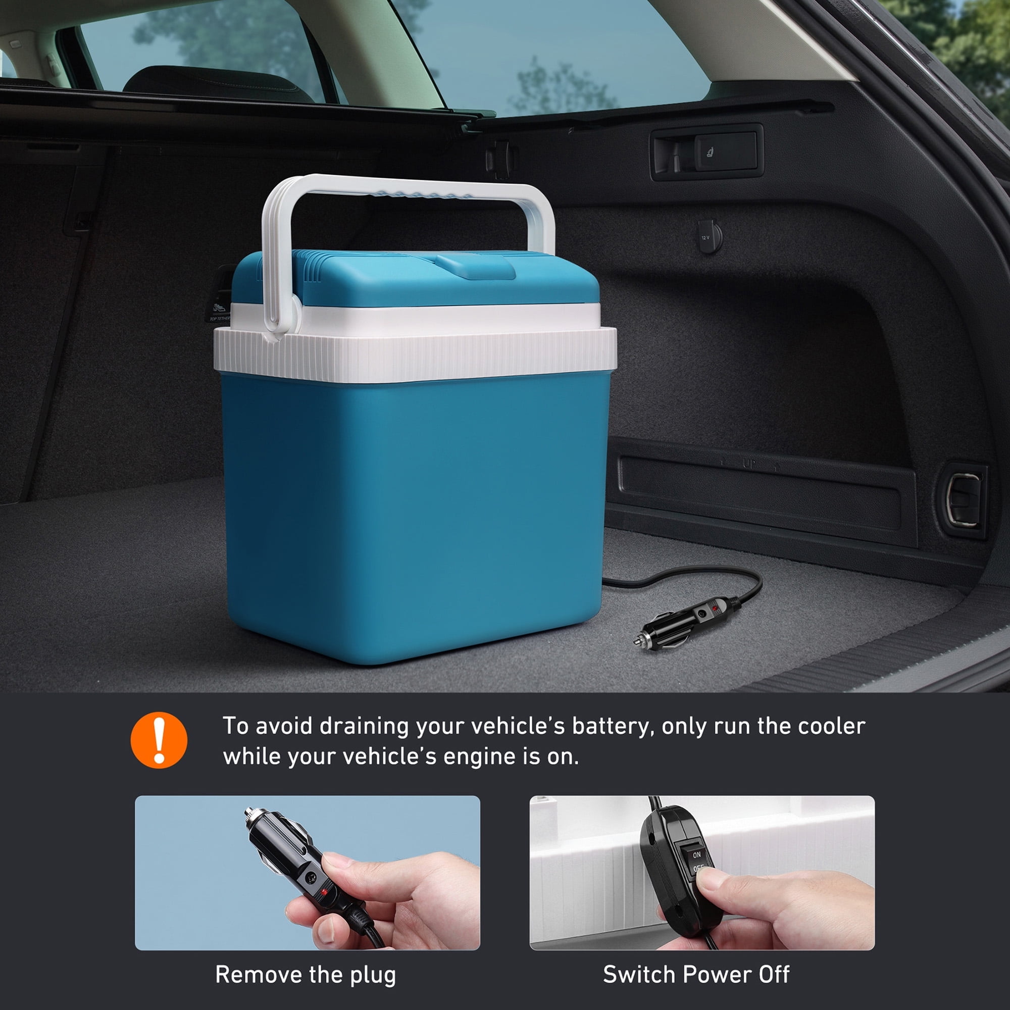 Astroai 24 Liter (26 qt)  Electric Cooler, Thermoelectric Car Fridge, Portable Refrigerator for Home and Travel, 12V DC, Blue-Green
