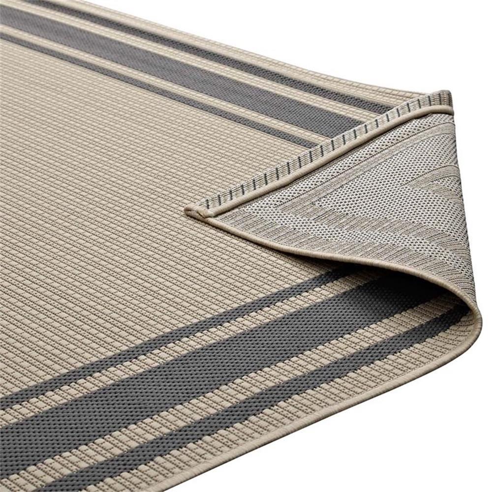 Pemberly Row 94.5x122" Solid Border Indoor and Outdoor Area Rug in Gray & Beige