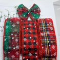 thumbnail image 1 of Rollo de cinta de arpillera navideña con cuadros rojos y copos de nieve, cinta para manualidades de 18 yardas con borde de alambre, cinta rústica natural ancha, 1 of 4