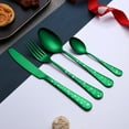 thumbnail image 5 of Christmas Cutlery Set, Stainless Steel Flatware, 4 Piece Knife Fork Spoon Dinnerware Set, Red Green Durable Ergonomic Design Easy Clean, 5 of 7