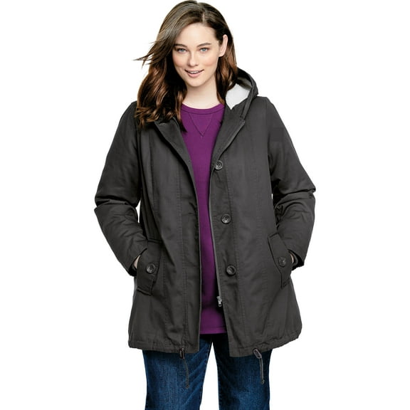 Woman Within Plus Size Sherpa-Lined Hooded Parka