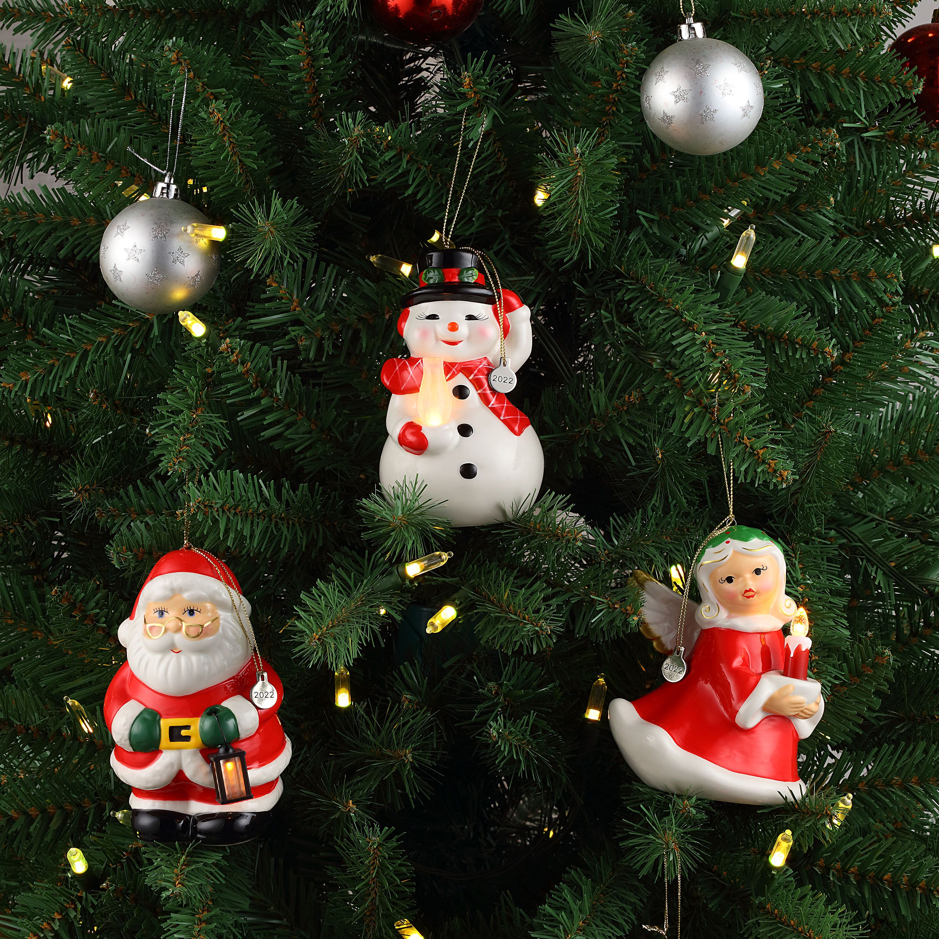 Mr. Christmas 5" Ceramic Hanging Decorative Figurine Ornament Assortment, Multi-Color
