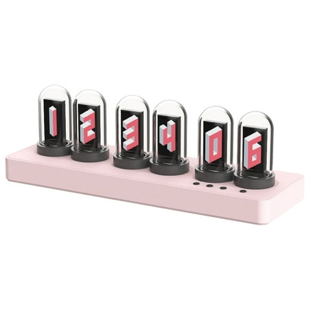 Colorful RGB Smart WiFi Desktop Clock , Remote Control via Mobile App,6 Alarm Modes, Customizable Clock Faces(pink)