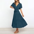 thumbnail image 2 of Admvng Women's V-Neck Dress Tiered Short Sleeve Casual Elegant Dress, 2 of 9