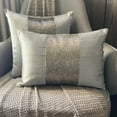 thumbnail image 4 of Pillow Case Covers, Silver Shams, Metallic Beads Centered Pillow Shams, 24x24 inch (60x60 cm) Pillow Sham, Square Silk Pillow Shams, Pillow Shams, Modern, Solid Color - Silver Center, 4 of 10