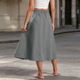 thumbnail image 5 of WQNVRNR Womens Max Skirt- Pleated Casual Zip Button Elastic Waist Summer A-Line Long Skirts Gray Size S, 5 of 7