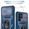 thumbnail image 2 of Galaxy S22 Ultra Case,Dteck Shockproof Rubber Slide Camera Lens Protection Hybrid PC Ring Holder Kickstand Card Slot Design Cover For Samsung Galaxy S22 Ultra 5G,Blue, 2 of 9