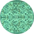 thumbnail image 1 of Ahgly Company Machine Washable Indoor Round Persian Turquoise Blue Traditional Area Rugs, 4' Round, 1 of 4