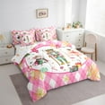 thumbnail image 3 of Feelyou Merry Christmas Child Twin Bedding Sets 7-Piece, Cartoon Fairy Tale Bedding Comforter Set, Pink Plaid Buffalo Reversible Sheet Sets, Lightweight Room Decor, 3 of 7