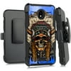 DALUX Hybrid Kickstand Holster Phone Case Compatible with Wiko Life C201AE - Cherokee Chief Skull