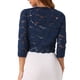 thumbnail image 3 of INSPIRAR CHIC Chaquetas para Mujeres Cárdigan de Encaje Floral de Manga 3/4 Top Transparente Azul Oscuro 2XL, 3 of 6