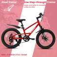 thumbnail image 2 of imerelez Kids Bike 20 Inch for Boys Girls Ages 5-10, 7-Speed Gear Shift with Disc Brakes & Front Suspension, 85% Pre-Assembled Steel Frame Bicycle, Red, 2 of 8