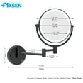 thumbnail image 7 of 8'' LED Lighted Wall Mount Plug-in Two-Sided Makeup Vanity Mirror, Matte Black, 1X/10X Magnification, by Fixsen, 7 of 7
