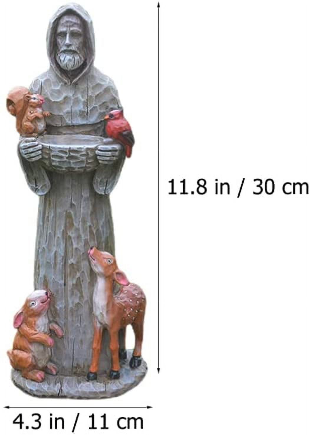 St Garden Statues Resin Statue Garden Bird Food Water Container Catholic Christian Yard Decoration Bird Feeding Tool for Garden Lawn Patio Use