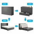 thumbnail image 6 of Mjkone Murphy Bed Cabinet with Built-in Charging Station and 2 Storage Drawers, Solid Wood Cabinet Bed Queen Size with Mattress, Murphy Cube Chest Bed for Guest Room, Home, Office, (Grey), 6 of 9