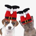 thumbnail image 2 of Pet Party Dog Cat Caps Christmas Flannelette With Windproof String Design Elastic Band Cute Red Hat, 2 of 10