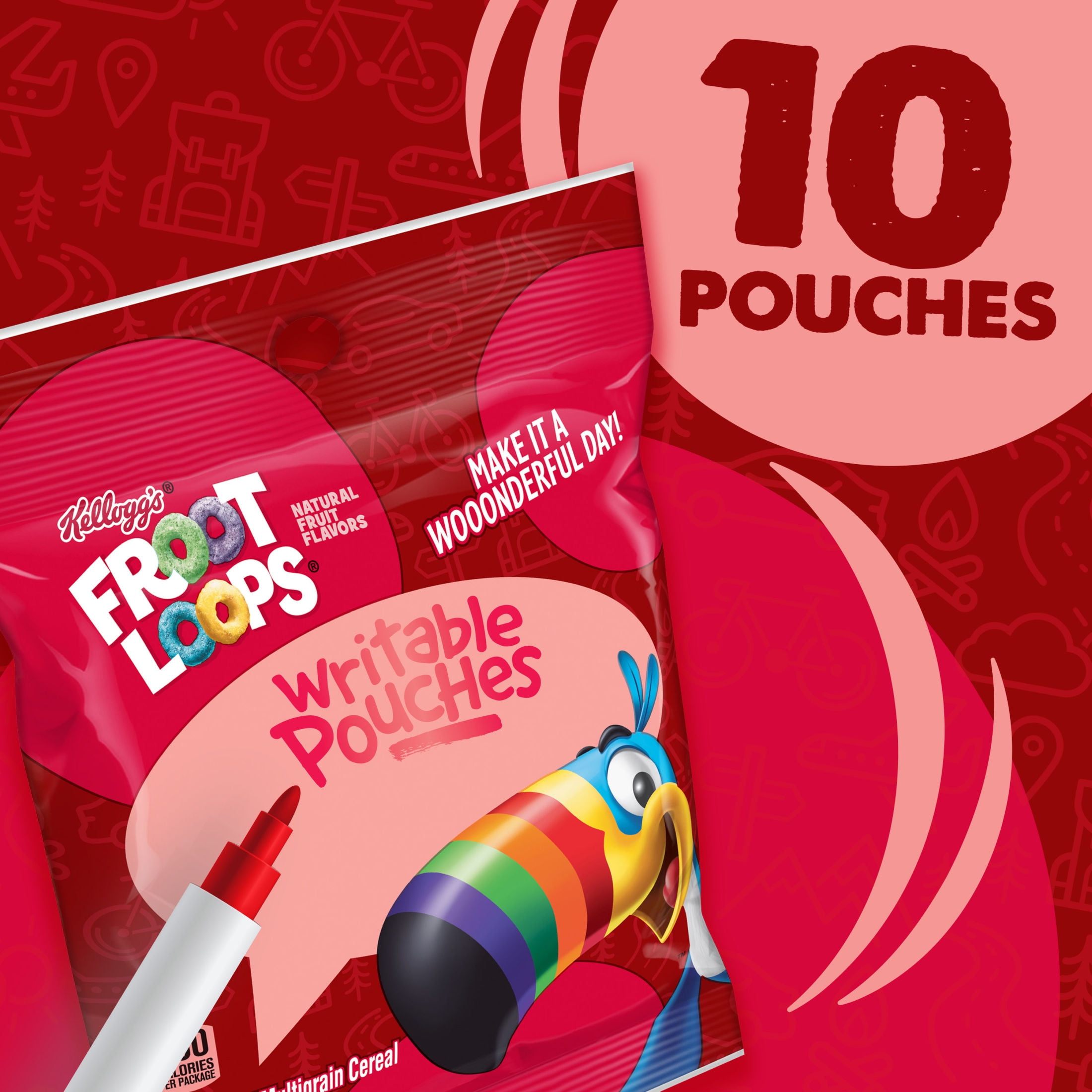 Kellogg's Froot Loops Go Packs Original Cereal, Kids Snacks, 9.5 oz, 10 Count
