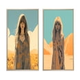 thumbnail image 2 of Designart "Feminine Grace in Retro Portrait Meadows" Fashion Woman Framed Wall Art Set Of 2 - Glam Blue Gallery Wall Frame Set For Home Decor, 2 of 6