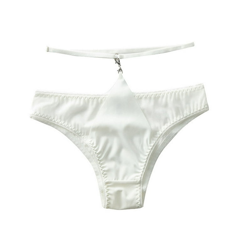 KaLI_store Lingerie Women Underwear Panties Lace Trim Briefs for Women  Comfy Seamless Soft Breathable Panties White,L 