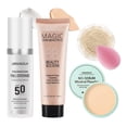 thumbnail image 1 of Base líquida que cambia de color y base correctora de total, base facial, juego de maquillaje, crema BB hidratante y polvos faciales de fijación suelta con esponja de maquillaje, 1 of 5