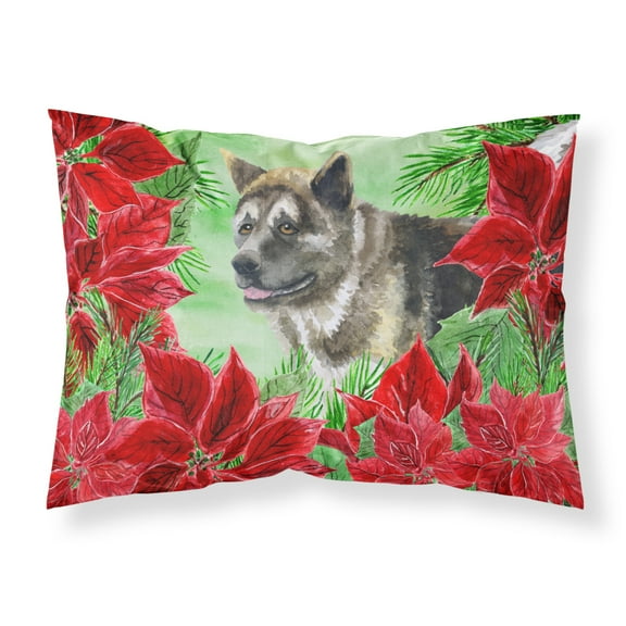 American Akita Poinsettas Fabric Standard Pillowcase