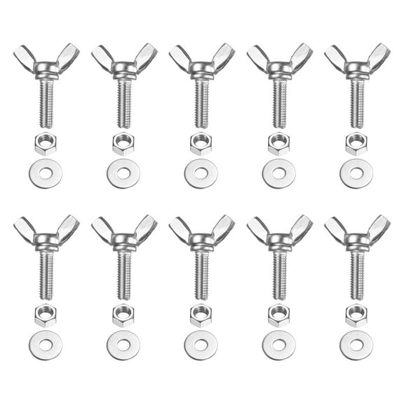 Uxcell M5-0.8 x 16 mm Wing Butterfly Screw, 10 Pcs Wing Nuts and Bolts Machine Fastener Thumb Hand Screws, Silver