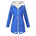 thumbnail image 1 of YOUSNH Women's Lined Winter Coat Mid Length Solid Color Hooded Jacket Womens Rain Jacket Blue L, 1 of 2