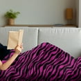 thumbnail image 3 of Pink Zebra Soft Flannel Fleece Throw Blanket, Wild Zebra Background Stripes Savannah Exotic Youth Culture Hippie, Cozy Plush for Indoor and Outdoor Use, 50" x 70", Magenta Onyx, by Ambesonne, 3 of 5