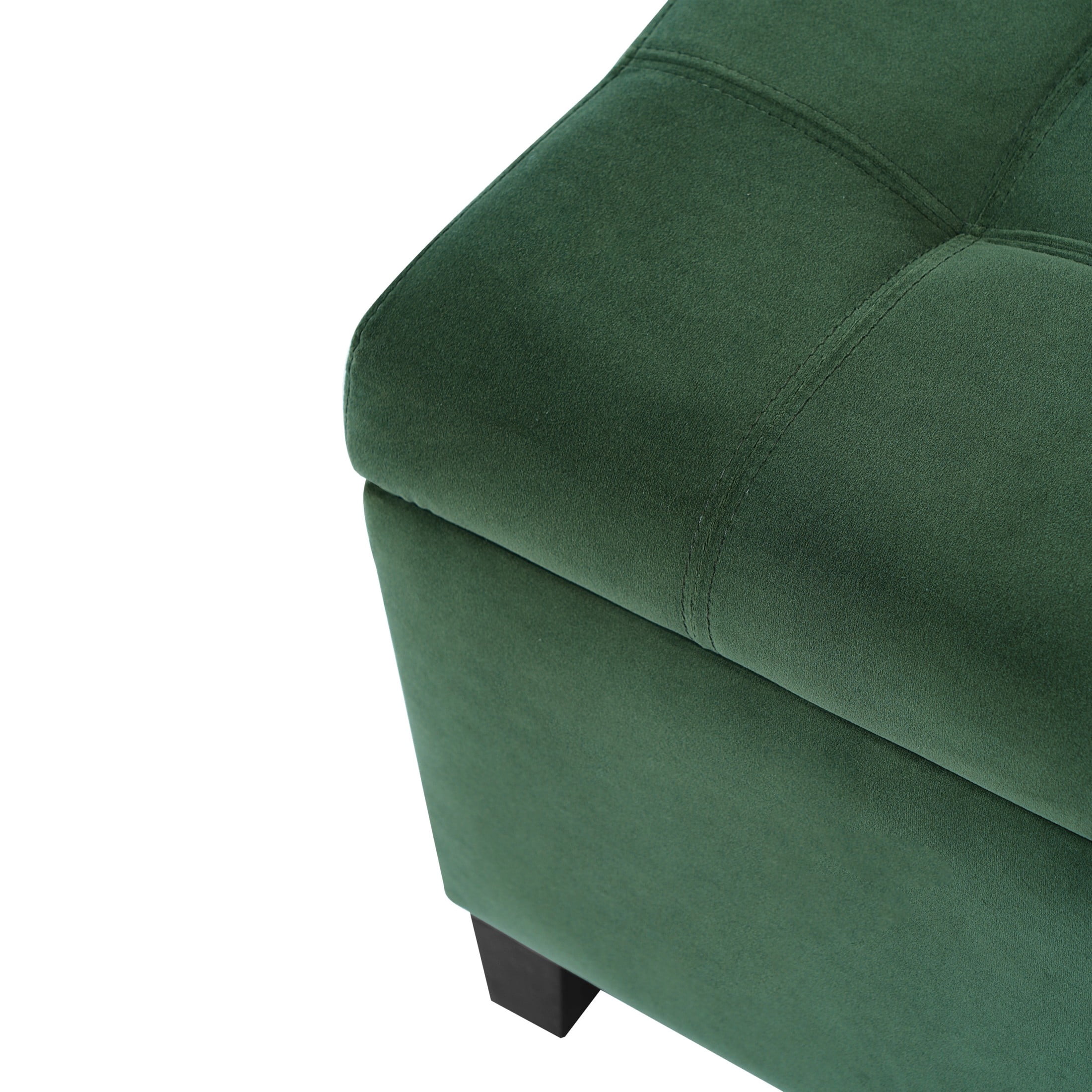 Christopher Knight Home 51" Fabric Storage Ottoman, Tufted End of Bed Bench, Wooden Legs, Retro Green