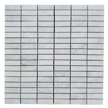 Stacked Pattern Carrara Honed Marble Mosaic Tile