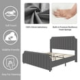 thumbnail image 6 of Velvet Upholstered Bed Frame with Headboard&Footboard,Platform Bed Frame with Nailhead Trim,Sturdy Wooden Slats, Silent&No Box Spring Needed,Easy to Assemble, 6 of 7