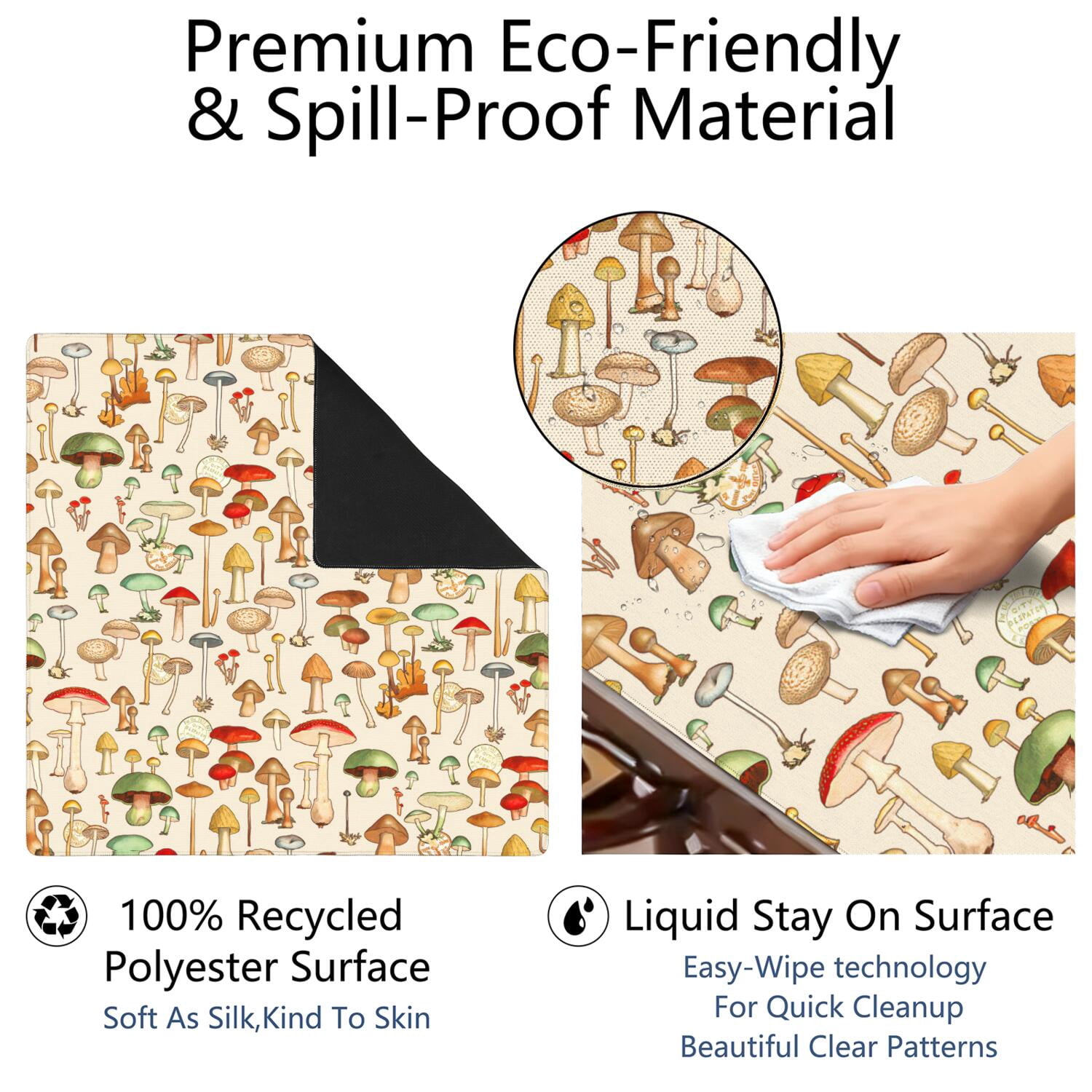 31.5 Inch Square Plants Pattern Game Mat Constructed from Rubber with Anti-Slip Backing Grip and Noise Dampening Qualities for Mahjong Board Games Card Games